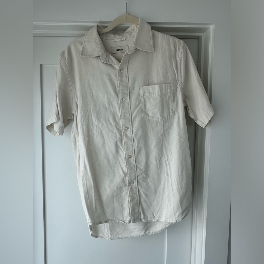 Buck Mason Light Tan Short Sleeve Collared Shirt